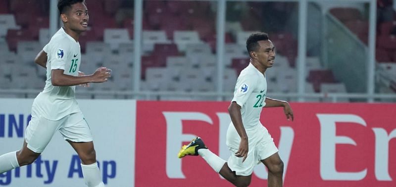 Jersey number 22 Todd Rivaldo Ferre scored a hat-trick for Indonesia (Image Courtesy: AFC)